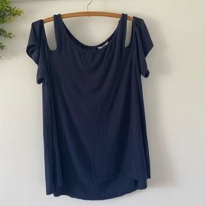 Sonoma navy blue cold shoulder top size L